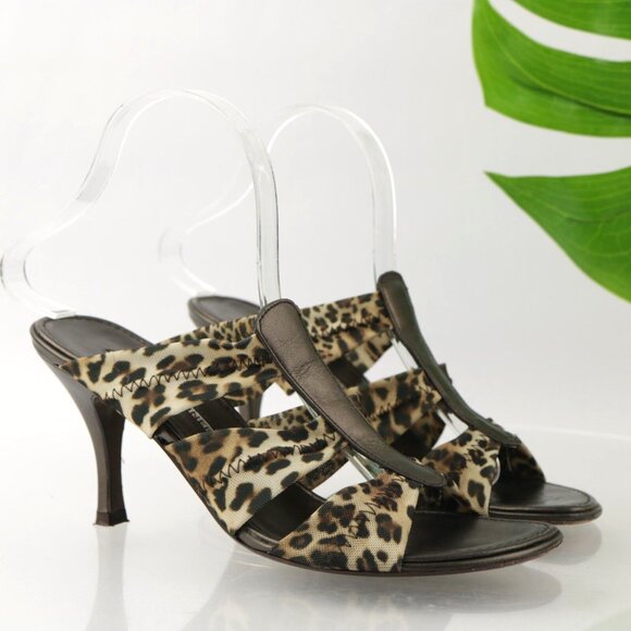 Donald Pliner Womens Jass Sandal Size 8.5 Brown Leopard Strappy Heel Mule Slide - Picture 12 of 13